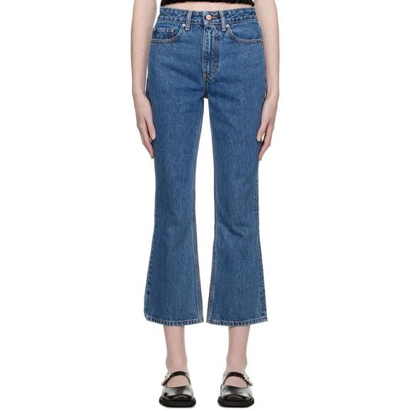 GANNI NWT Women’s Blue Rigid Betzy Jeans Slim Flare High Rise Size 32 - Picture 4 of 5